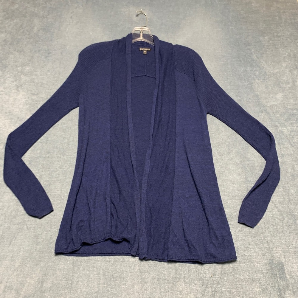 Express Cardigan Sweater Womens Small Navy Blue Knitted Long Sleeve Open Front